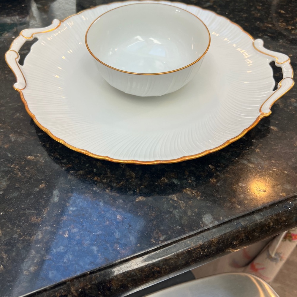 Bernardaud Limoges White and Gold Serveware Set